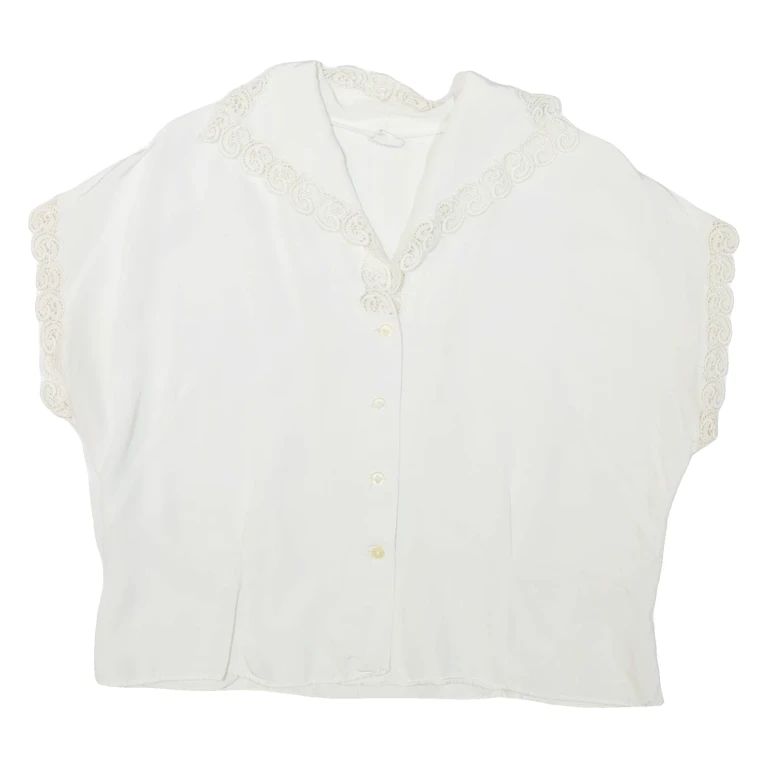 Womens Blouse White V-Neck M