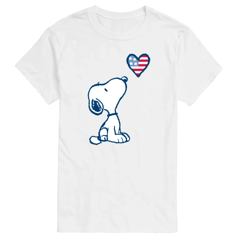 Snoopy Flag Heart - Men's Short Sleeve Graphic T-Shirt