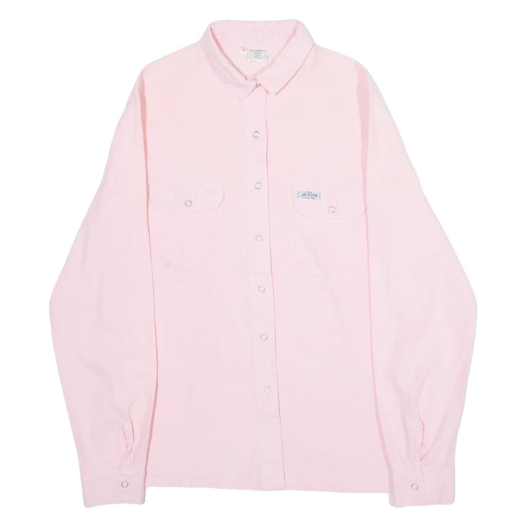 Womens Plain Shirt Pink Long Sleeve S