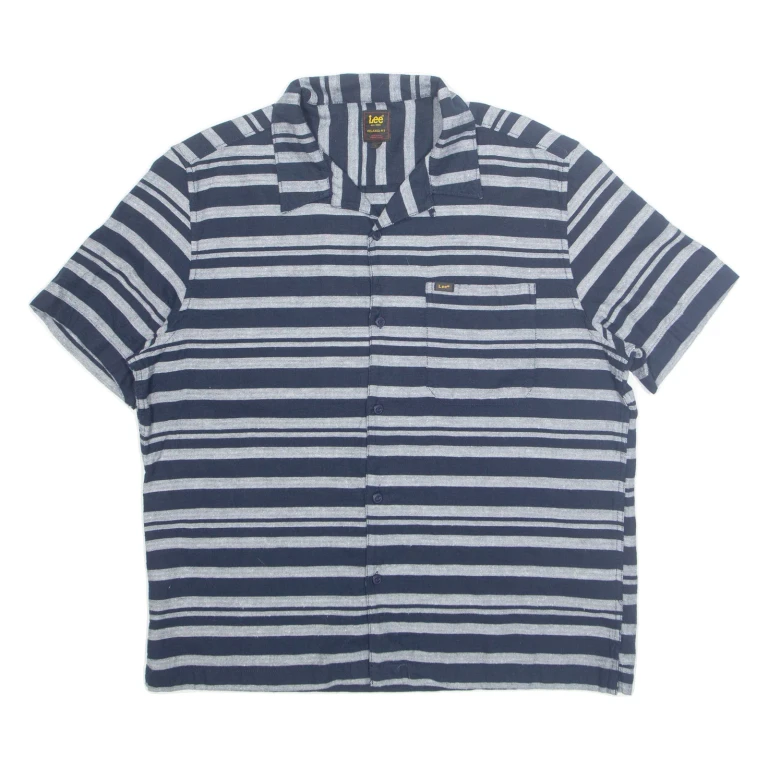 LEE Relaxed Fit Mens Shirt Blue Striped L