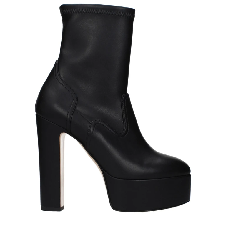 Black Leather Ankle Boots - Women