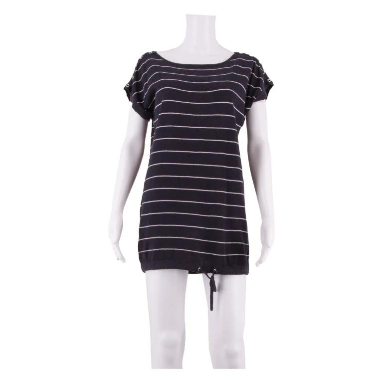 LAURA ASHLEY Womens T-Shirt Dress Blue Striped Short Sleeve Short UK 10