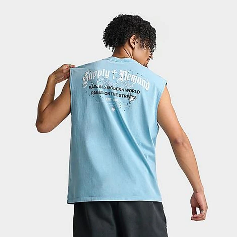 Men's Stacker Sleeveless T-Shirt in Ethereal Blue Size: Small