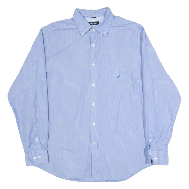 NAUTICA Mens Shirt Blue Pinstripe Long Sleeve L