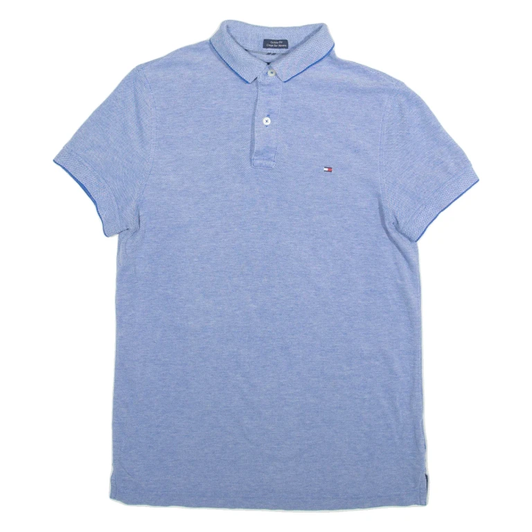TOMMY HILFIGER Custom Fit Mens Polo Shirt Blue XS