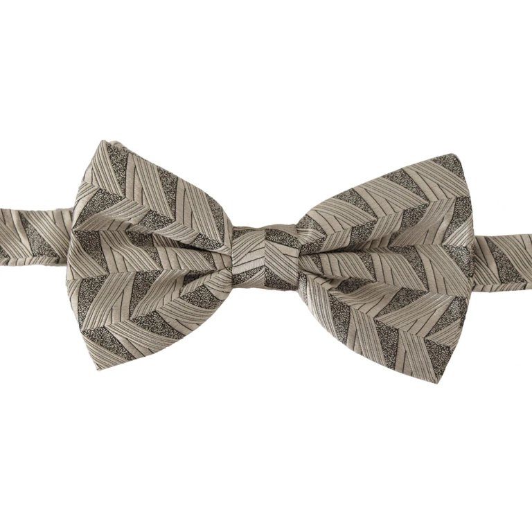 Dolce & Gabbana Gray Silk Adjustable Neck Papillon Bow Tie - Men