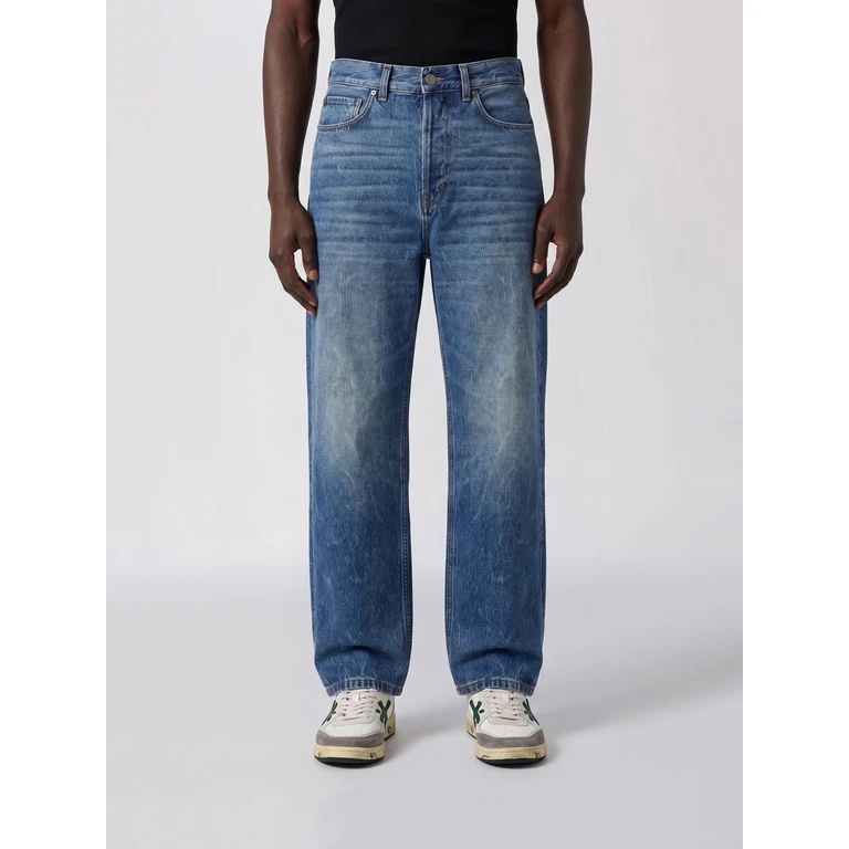 Wide-Leg Cotton Denim Jeans with Mid-Rise Waist and Five Pockets (HEM03257DF106L0899)