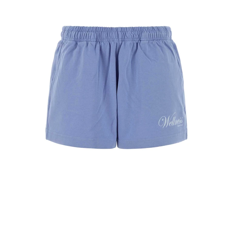Sporty & Rich Light-Blue Cotton Shorts Periwinkle Exterior - Women