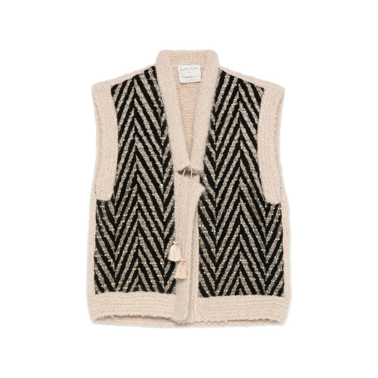 Chevron-pattern Tassel-detail Jacket
