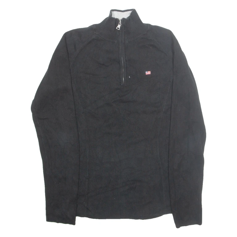 RALPH LAUREN POLO JEANS COMPANY Mens Jumper Black 1/4 Zip Tight Knit L