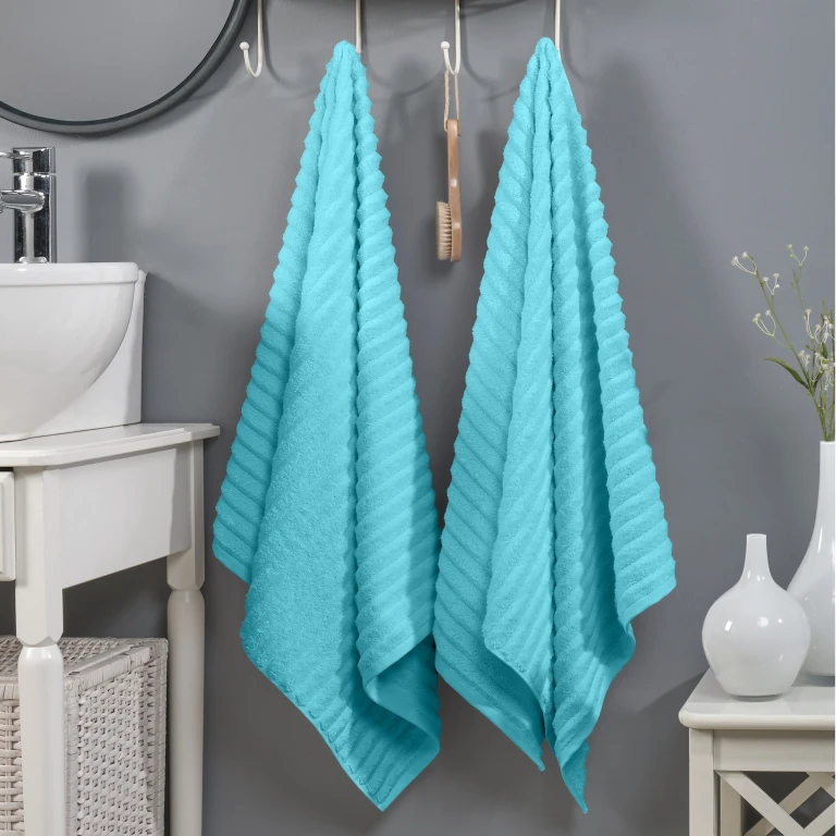 2-Pack Premium Turkish Cotton Corduroy Stripe Bath Towel Set, 27 x 54 inch