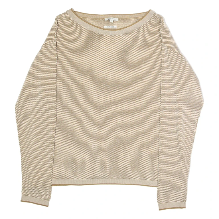 TOM TAILOR Mens Jumper Brown Crew Neck Waffle Knit XS