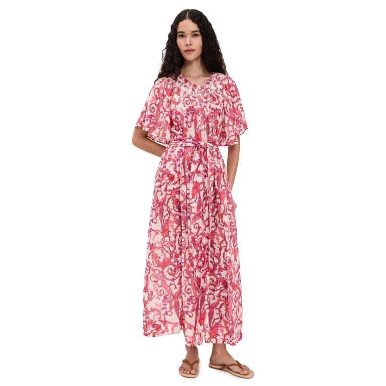 Coniglio Palm Beach Flagler Maxi Dress Royal Birds Sunrise One Size