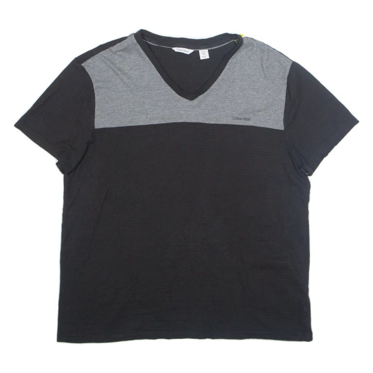 CALVIN KLEIN Soft Touch Mens T-Shirt Black V-Neck XL