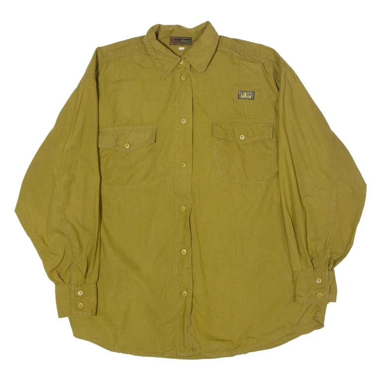 SALT AND PEPPER Womens Plain Shirt Green 90s Long Sleeve S