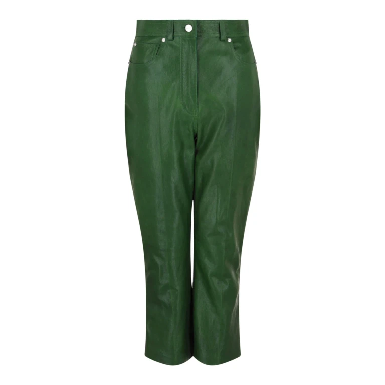 Cropped Leather Straight-Leg Pants