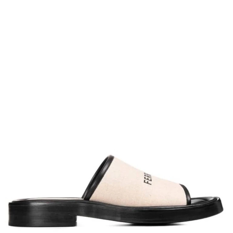 Logo Canvas Slide Sandals, Size 7 C
