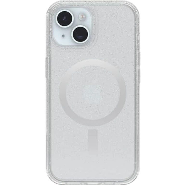 iPhone 15 iPhone 14 and iPhone 13 Symmetry Series Clear Case - Stardust (Clear/Silver) Snaps to MagSafe Ultra-Sleek Raised Edges Protect Camera & Screen