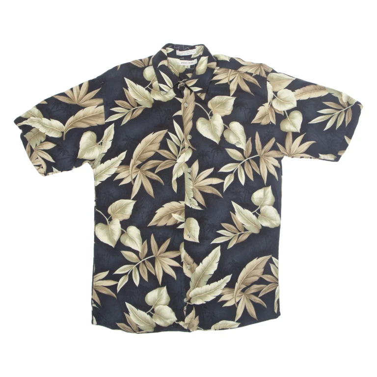 PIERRE CARDIN Mens Hawaiian Shirt Blue Floral S