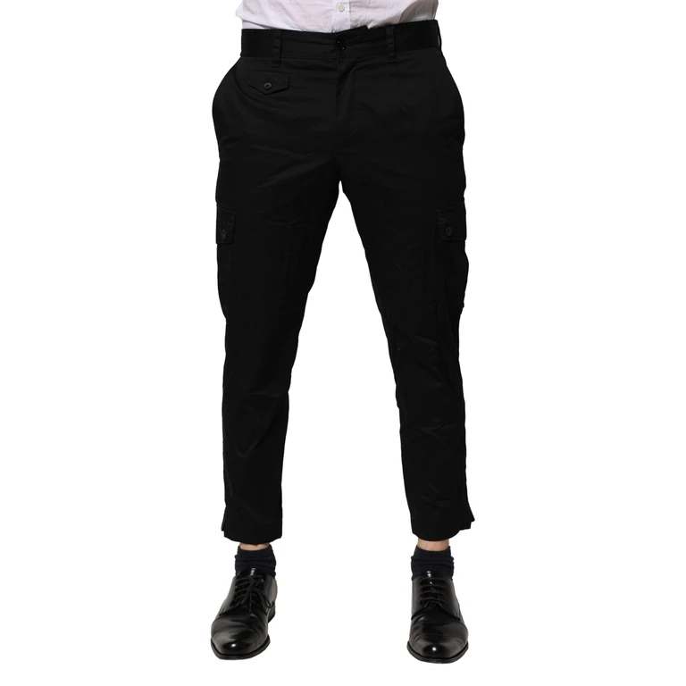 Dolce & Gabbana Black Cotton Dress Slim Formal Pants Elastane - Men
