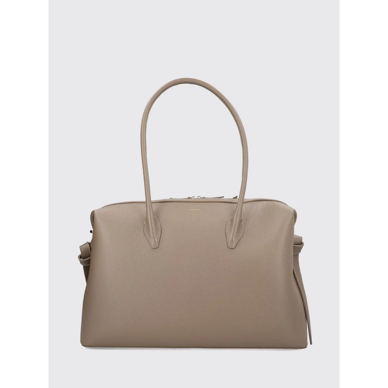Brioche Large Grained Leather Shoulder Bag with Double Zip (LARGEBRIOCHETAUPE)