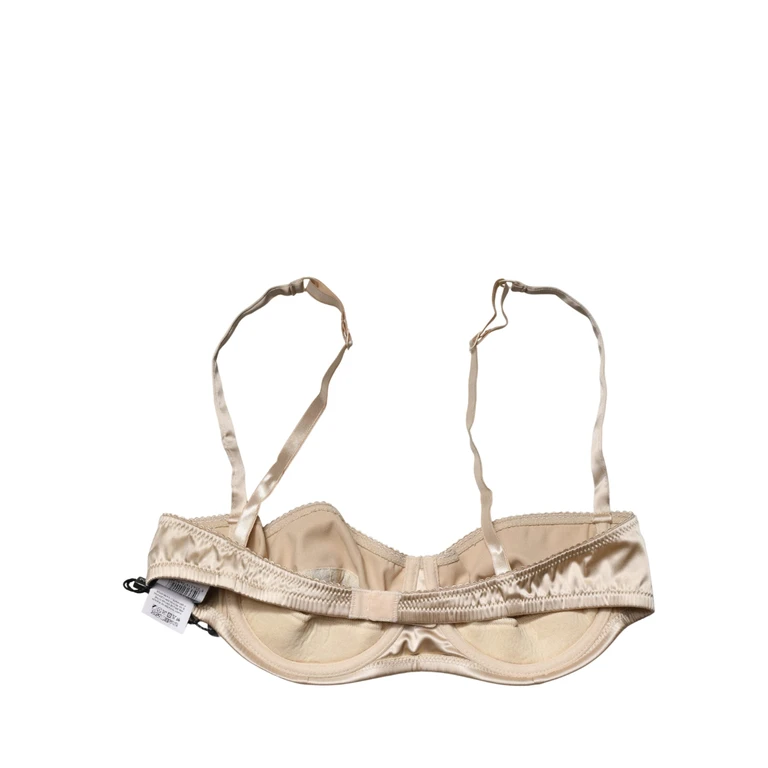 Dolce & Gabbana Beige Semi-Pad Underwire Balconette Bra Underwear Elastane Silk Clothing - Women