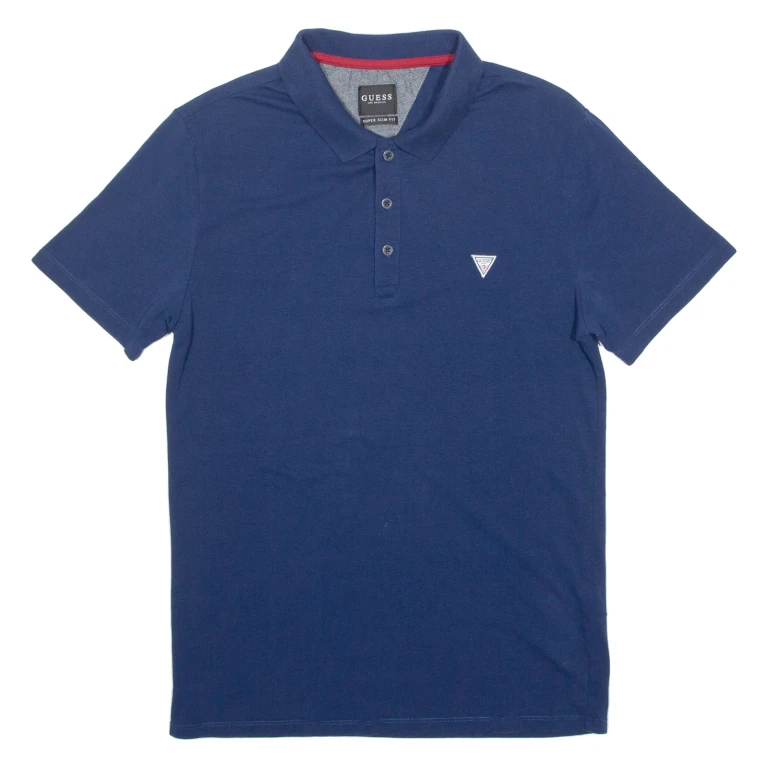 GUESS Super Slim Fit Mens Polo Shirt Blue S