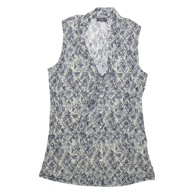 ESPRIT COLLECTION Womens Vests Shirt Grey Sleeveless Crazy Pattern XXS