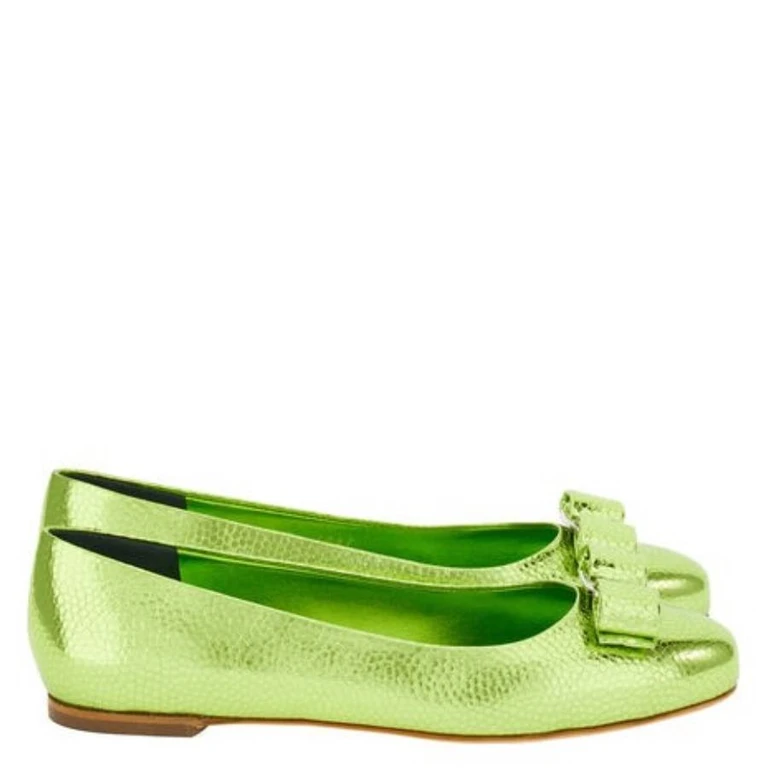 Ferragamo Varina Leather Ballet Flats, Size 7 C