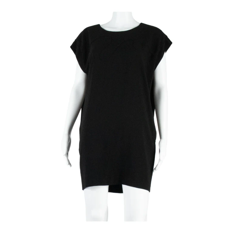 WHISTLES Oversized Womens Shift Dress Black Short Sleeve Knee Length UK 8