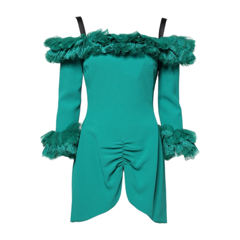 Dolce & Gabbana Green Lace Off Shoulder Sheath Mini Dress - Women