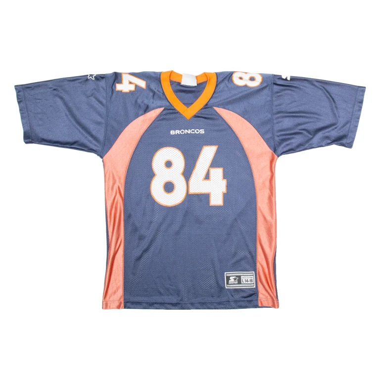 STARTER Broncos Mens Football Shirt Jersey Blue USA V-Neck Nylon L