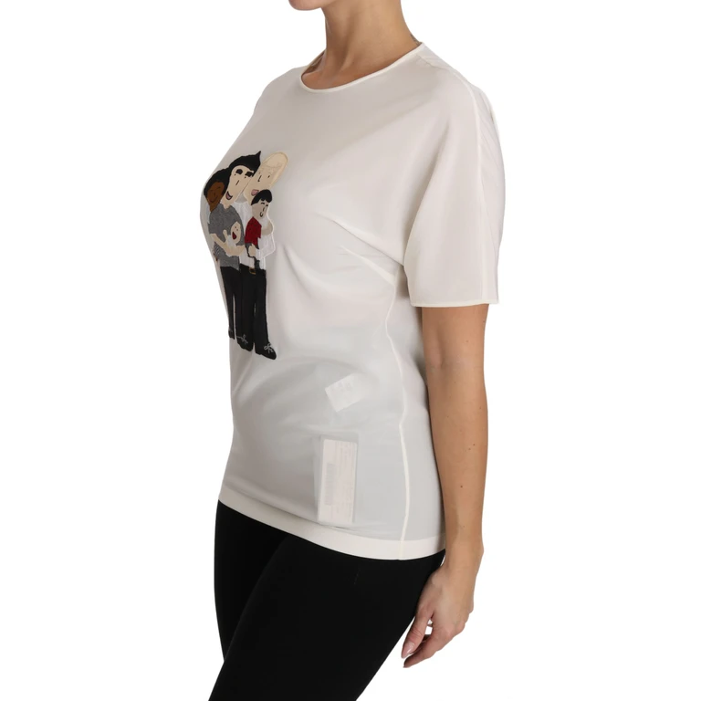 Dolce & Gabbana White Silk Stretch #dgfamily T-Shirt - Women