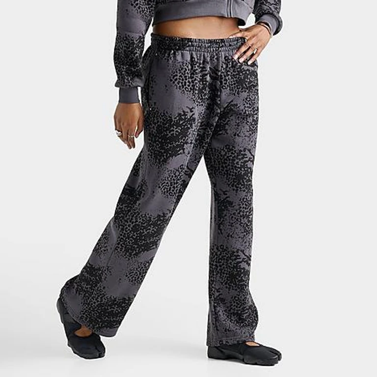 Hoodrich Women's Clova Oversized Wide-Leg Pants in Black Leopard Size: XS