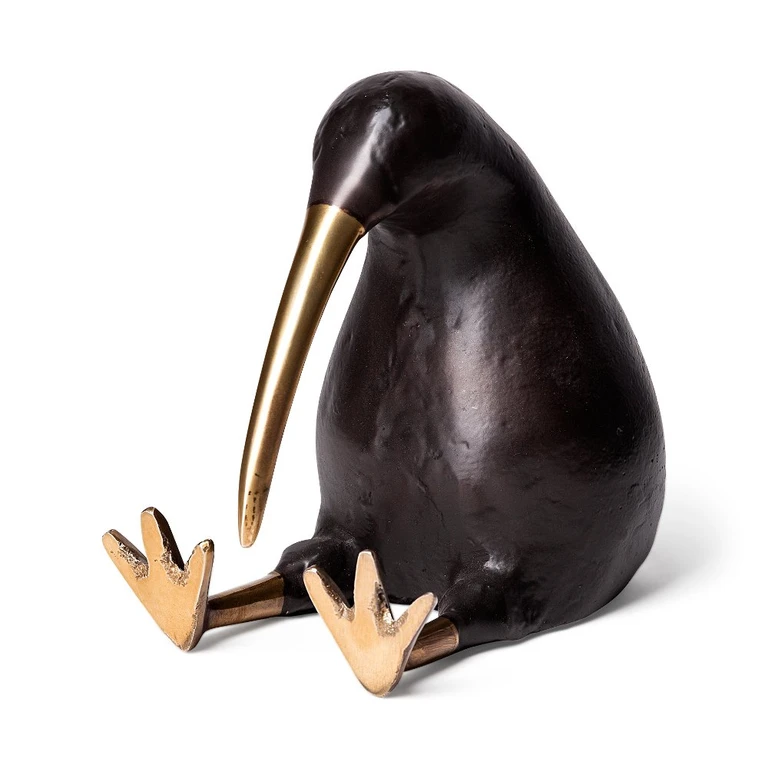 Dodo Kiwi Black Cast Aluminum Mauritian Bird Sculpture