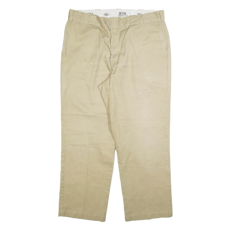 DICKIES 874 Workwear Mens Trousers Beige Regular Straight W36 L28