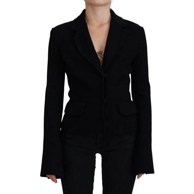 Dolce & Gabbana Black Button Cardigan Blazer Viscose Jacket Clothing - Women