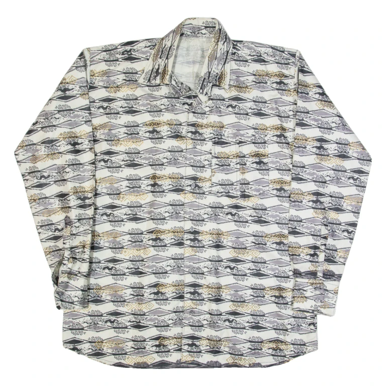 Mens Shirt White Striped Long Sleeve XL