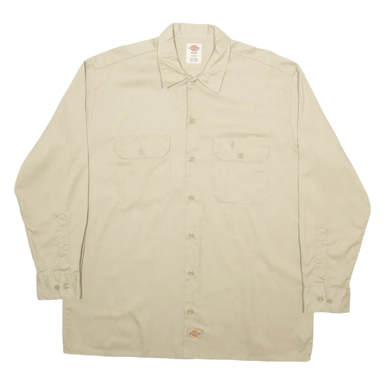 DICKIES Workwear Mens Plain Shirt Brown Long Sleeve L (LL2-111124-8905)