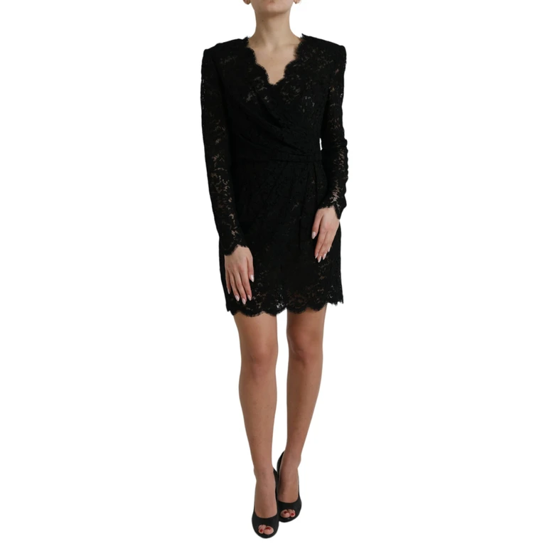 Black Bodycon Lace Cotton Sheath Mini Dress Nylon Viscose - Women