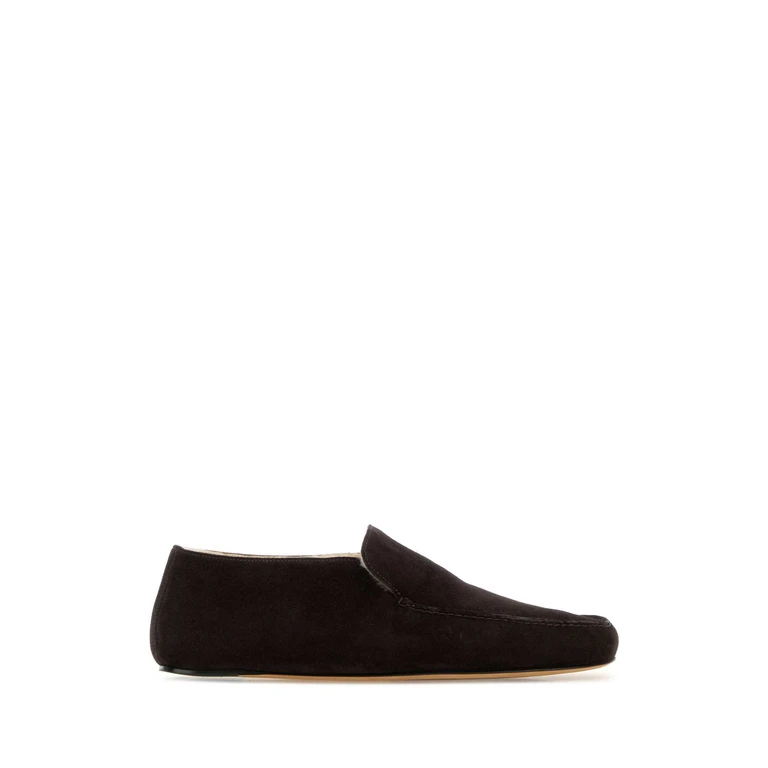 The Row Dark Brown Suede Leo Loafers Lacquerbrown Mocassini - Men
