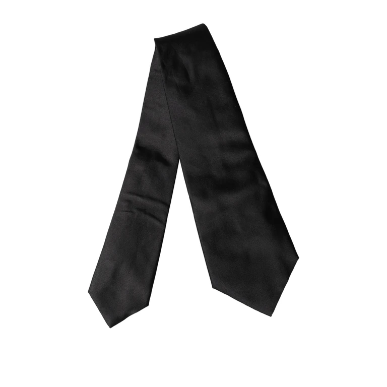 Dolce & Gabbana Black Satin Silk Blend Adjustable Women Tied Necktie Tie Elastane - Women