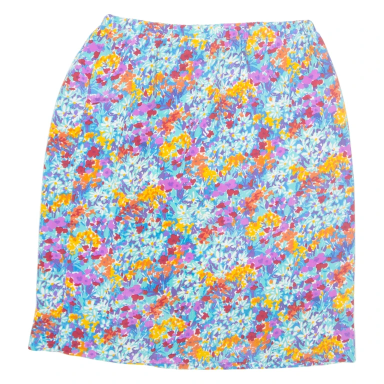 Womens Pencil Skirt Blue Knee Length Floral M