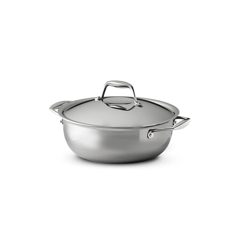 Tri-Ply Clad Stainless Steel 4-Quart Universal Pan with Lid, Induction-Ready Cooking Pan