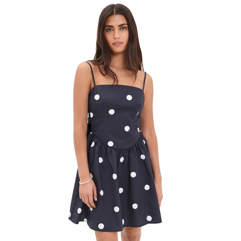 Susana Monaco Polka-Dot Poplin Mini Dress Midnight/Sugar M