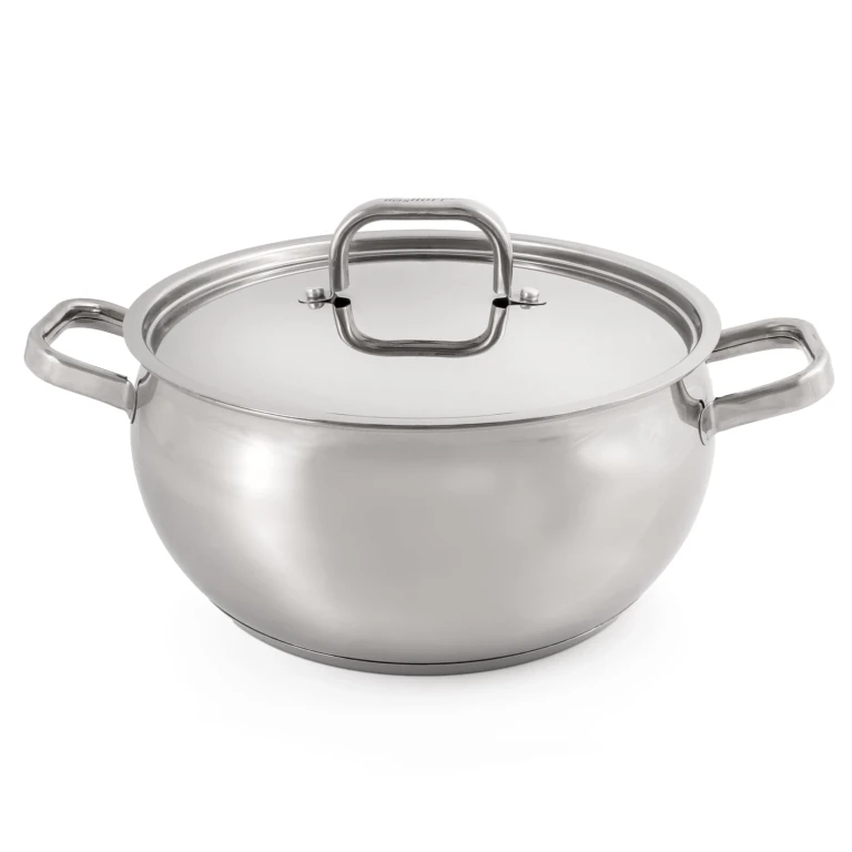 Belly Shape 18/10 Stainless Steel 9.5" Stock Pot with SS Lid, 5.5qt.