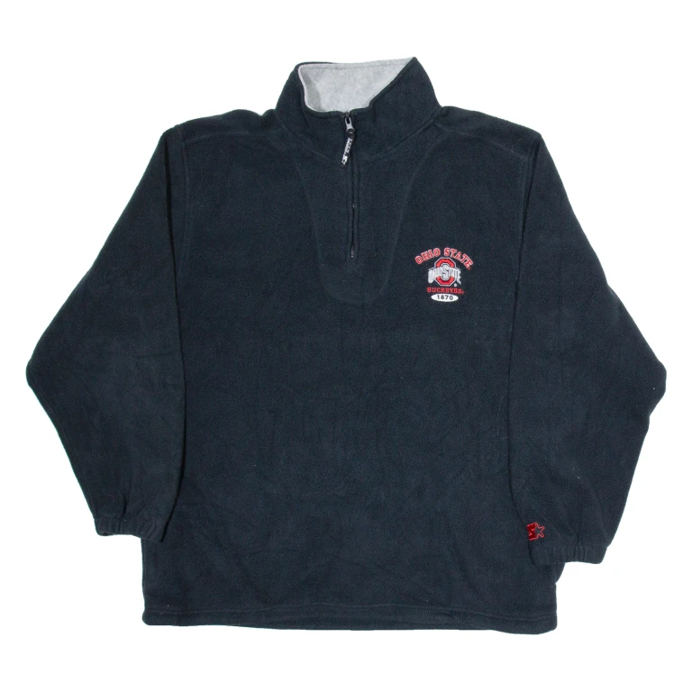 STARTER Ohio State Buckeyes Mens Fleece Black 1/4 Zip Tight Knit XL