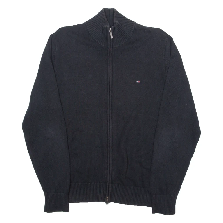 TOMMY HILFIGER Mens Jumper Black High Neck Tight Knit M