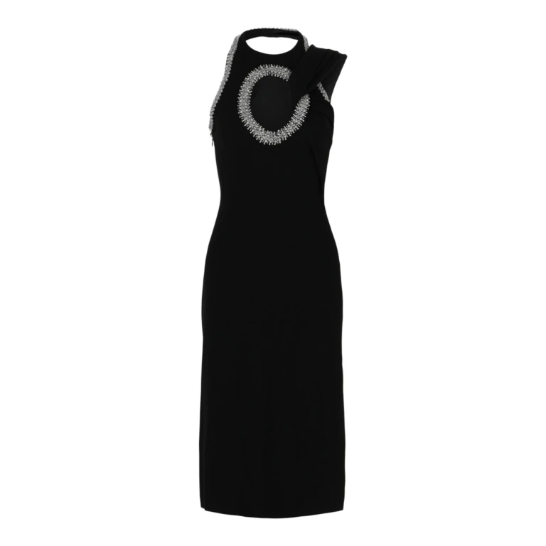Crystal-Embellished Detail Cutout Dress