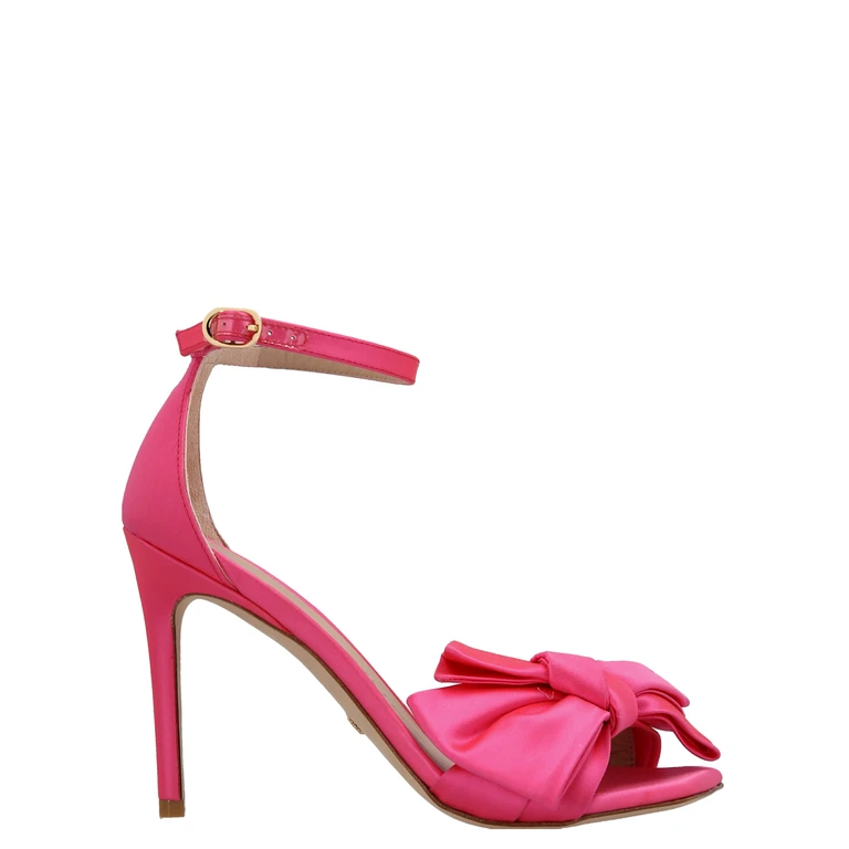 Fuchsia Satin Stiletto Heel Sandals - Women